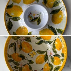 NEW Set of 2! The Farmhouse by Rachel Ashwell Lemon Print Serving Bowls